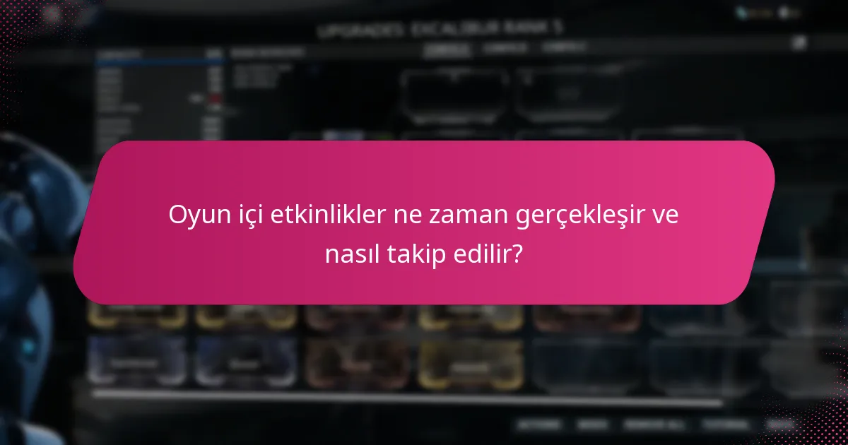 Oyun içi etkinlikler ne zaman gerçekleşir ve nasıl takip edilir?